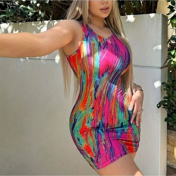 Tie dye abstract printed dress - Picture 5 of 5